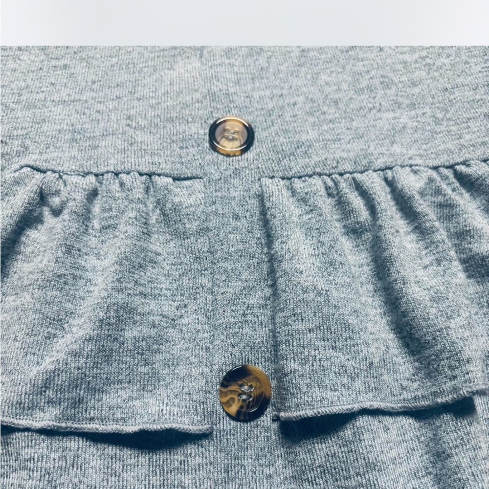 Gray/Blue Ruffled Button-Down Top - Picture 3 of 5